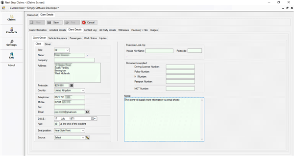 Insurance claim software